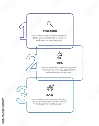 Vertical infographic design with icons and 3 options or steps. Thin line. Infographics business concept. Can be used for info graphics, flow charts, presentations, mobile web sites, printed materials.