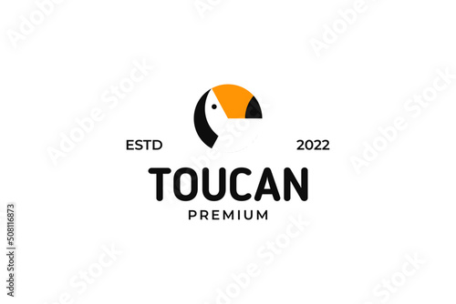 Flat animal toucan logo design illustration