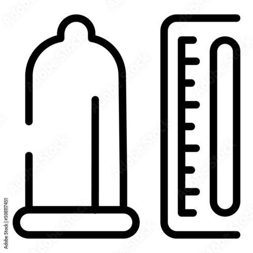 Condom length icon outline vector. Sex education. Puberty gender