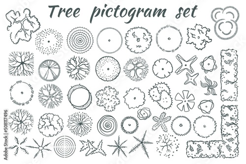 Architectural trees pictogram set vector top view © olgadanilina