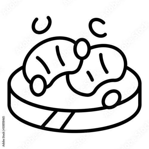 Shrimp bruschetta icon outline vector. Food appetizer. Italian buffet