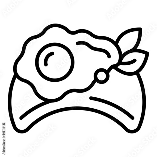 Fried egg bruschetta icon outline vector. Food snack. Menu drawing