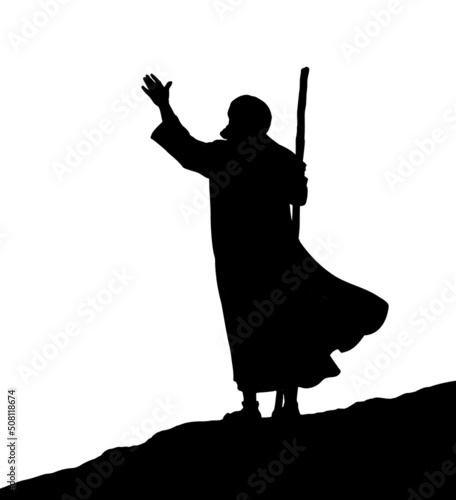 Moses with the staff. Vector drawing