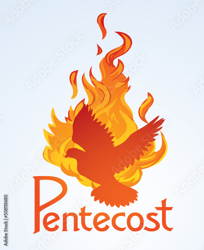 Pentecost sunday. Baptism with the Holy Spirit. Vector drawing icon