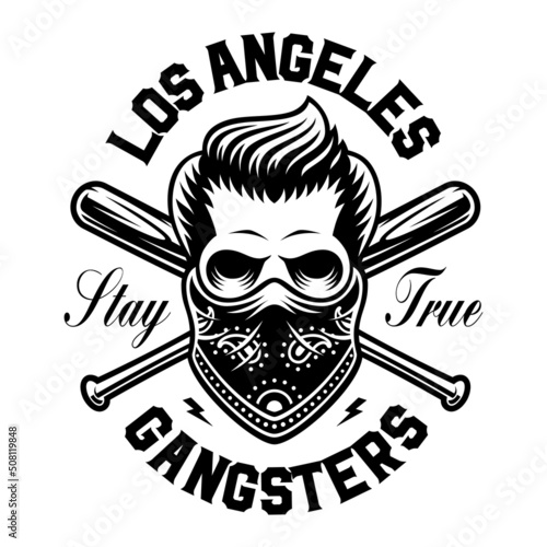 Vector illustration of a skull gangster