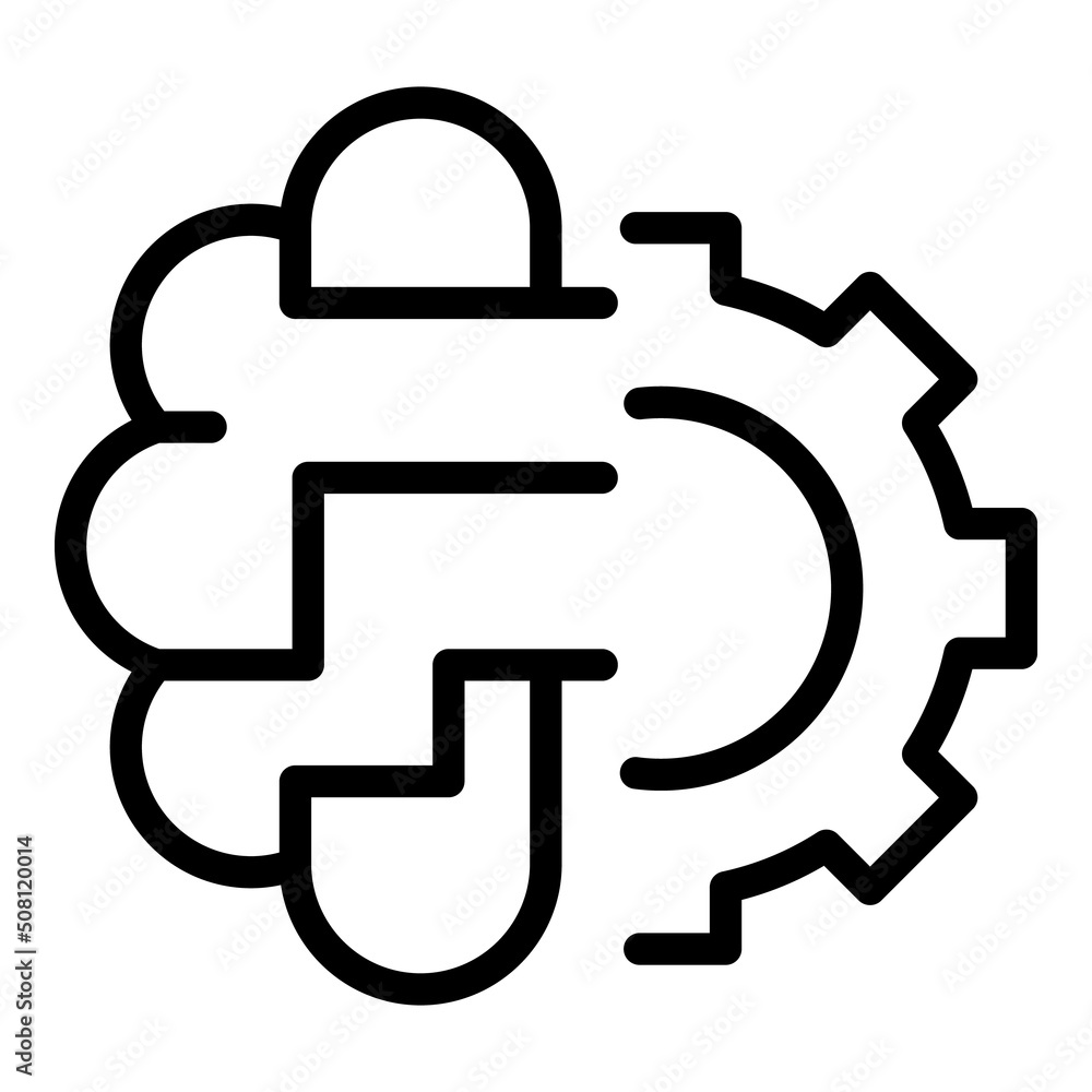 Gear brain training icon outline vector. Seminar meeting. Staff office Gear brain training icon outline vector. Seminar meeting. Staff office