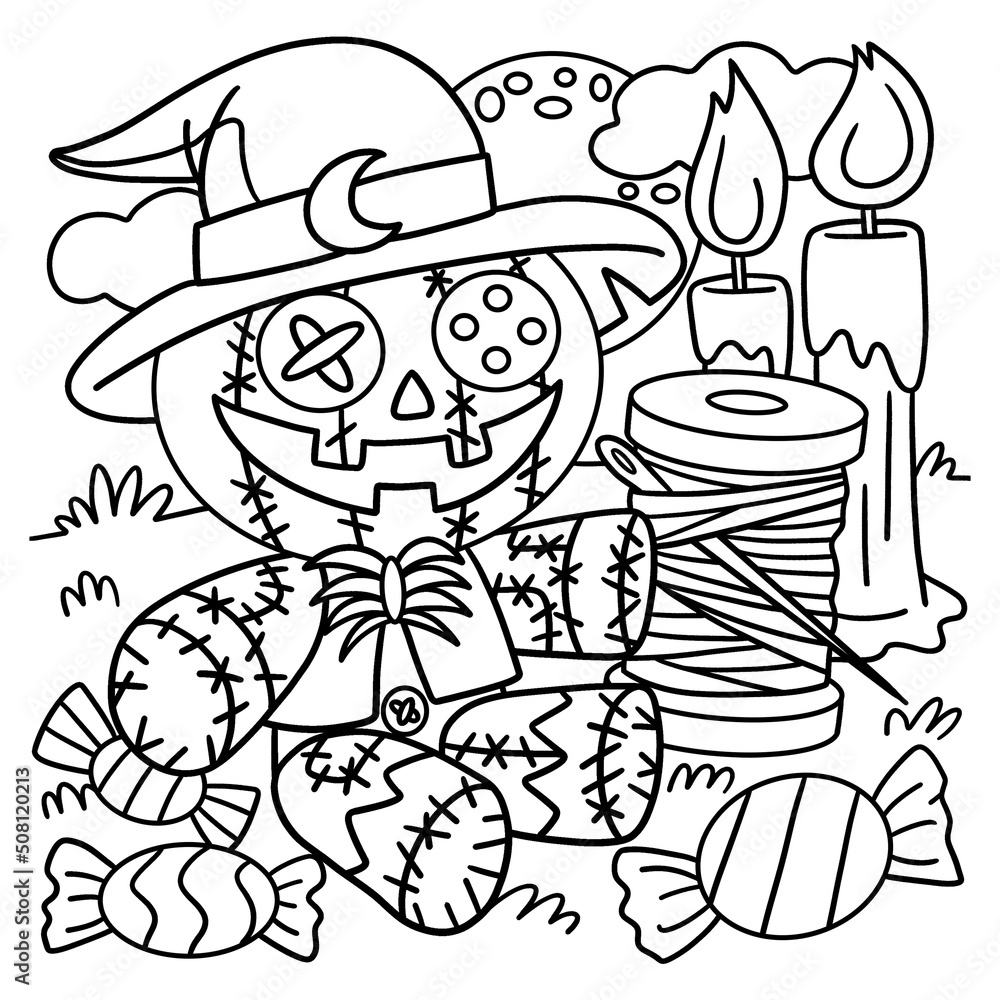 Voodoo Doll Halloween Coloring Page for Kids