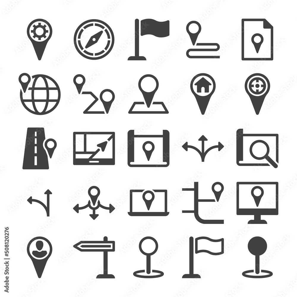 Location And Map Pin Icon Set