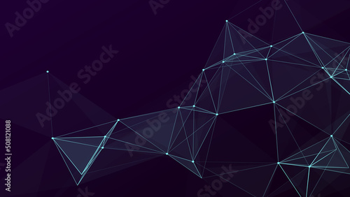 Network concept with lines and dots. Abstract vector digital background. Distribution of triangular figures in space.