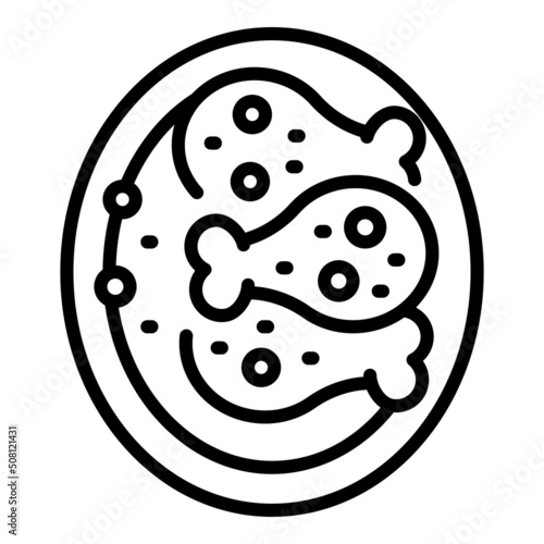 Caribbean chicken icon outline vector. Plate dish. Haiti cuba