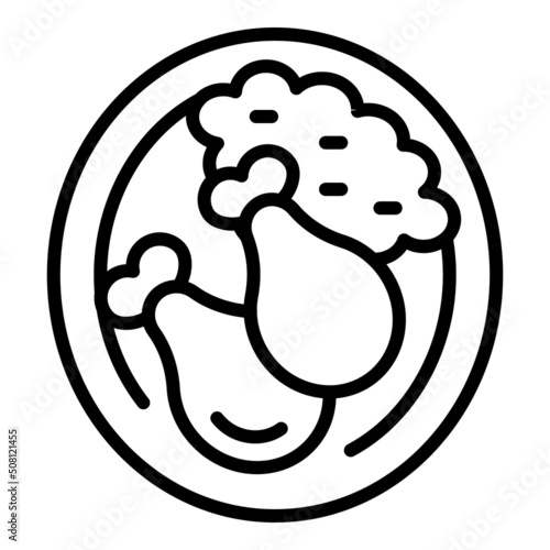 Meat chicken icon outline vector. Caribbean food. Peri haiti