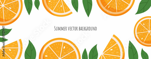 Colorful summer background design banner with oranges