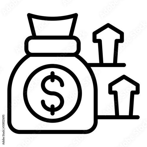 Money bag grow icon outline vector. Financial fund. Income loan