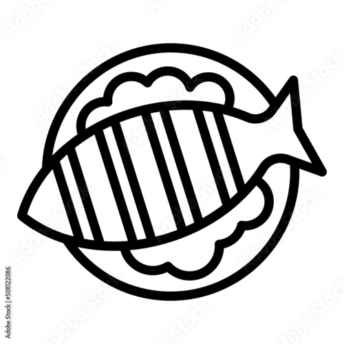 River fish bbq icon outline vector. Food chicken. Dish dinner