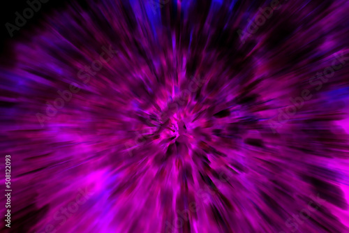 Fototapeta Naklejka Na Ścianę i Meble -  Zoom burst effect on floral tree with color manipulation. Explosion effect in strong pink, blue and black.