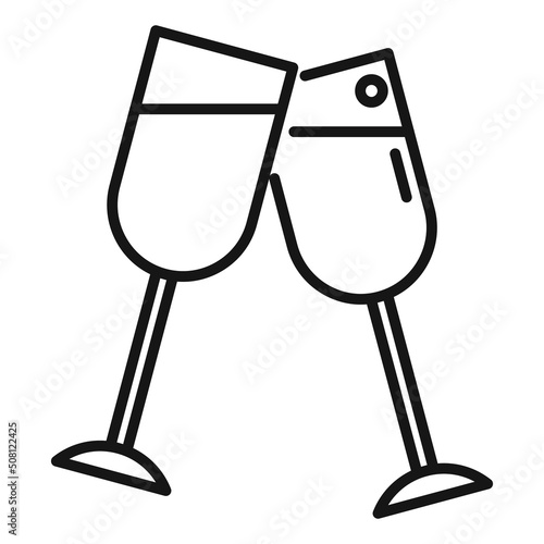 Wine cheers icon outline vector. Drink hand © anatolir