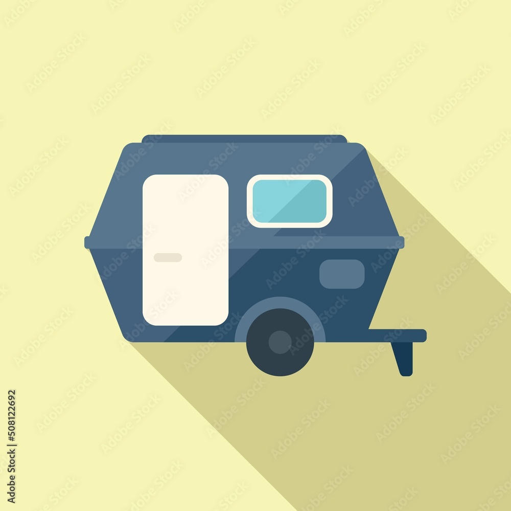 Auto camper icon flat vector. Caravan bus