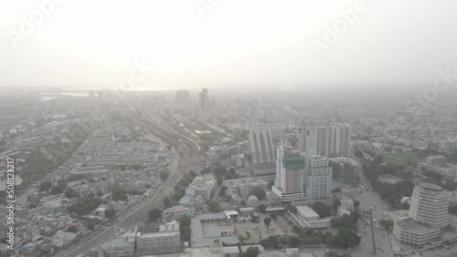 Karachi Buildings Cityscape Drone Shot Aerial Stock Footage Visual Sharks Pakistan