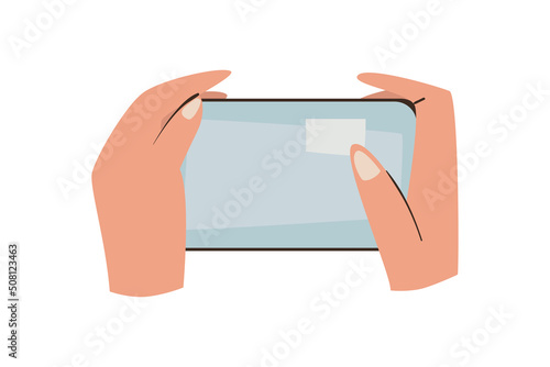 flat hands holding a smarphone