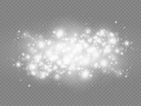 White dust sparks, sparkling particles star light