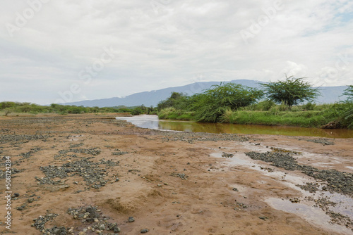 Scenic view of Ewaso Nyiro River flowing into Lake Natron in Tanzania