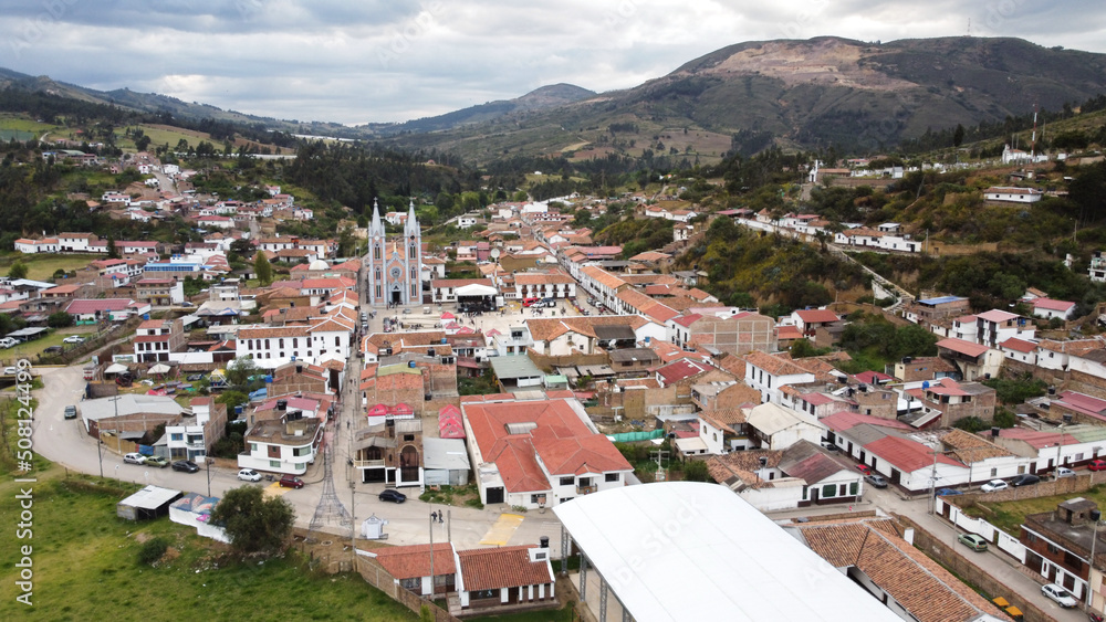 aerial view town in Boyaca, Colombia aerial view town in Boyaca, Colombia