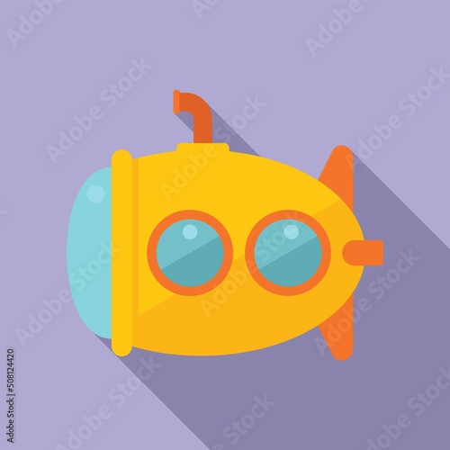 Propeller submarine icon flat vector. Sea boat