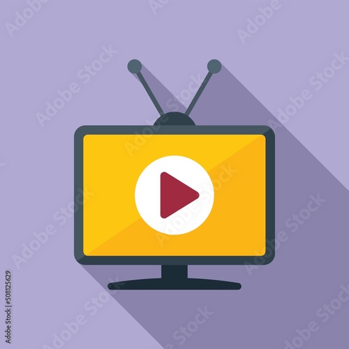 Tv person icon flat vector. Camera press