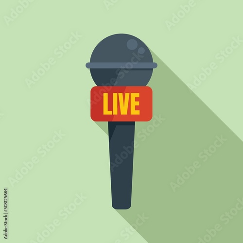 Live microphone icon flat vector. Camera press