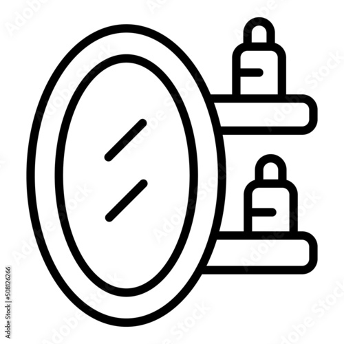 Salon mirror icon outline vector. Hair shampoo. Fashion chair