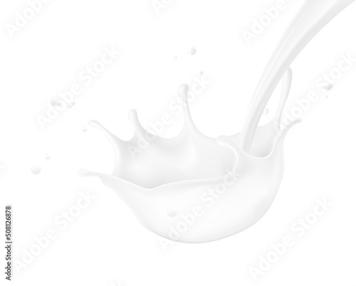 Milk splashes and drops isolated on white background. Vector illustration. Can be use for your design. EPS10. 