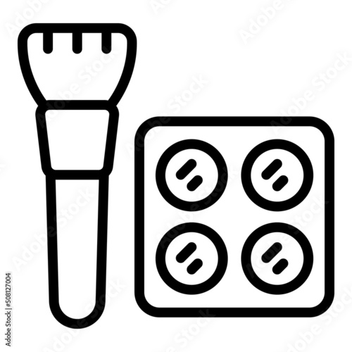Powder kit icon outline vector. Makeup brush. Cosmetic tool