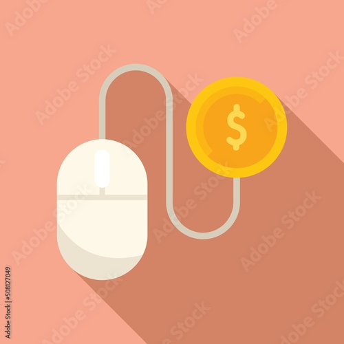 Mouse click monetize icon flat vector. Media strategy