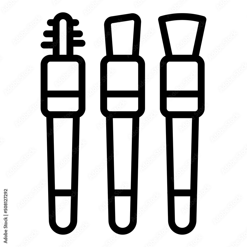 Cosmetic brush icon outline vector. Make up tool. Blush shadow