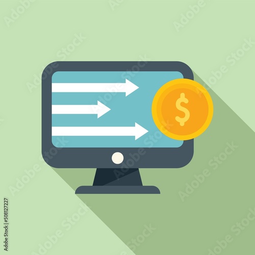 Take online profit icon flat vector. Mobile money