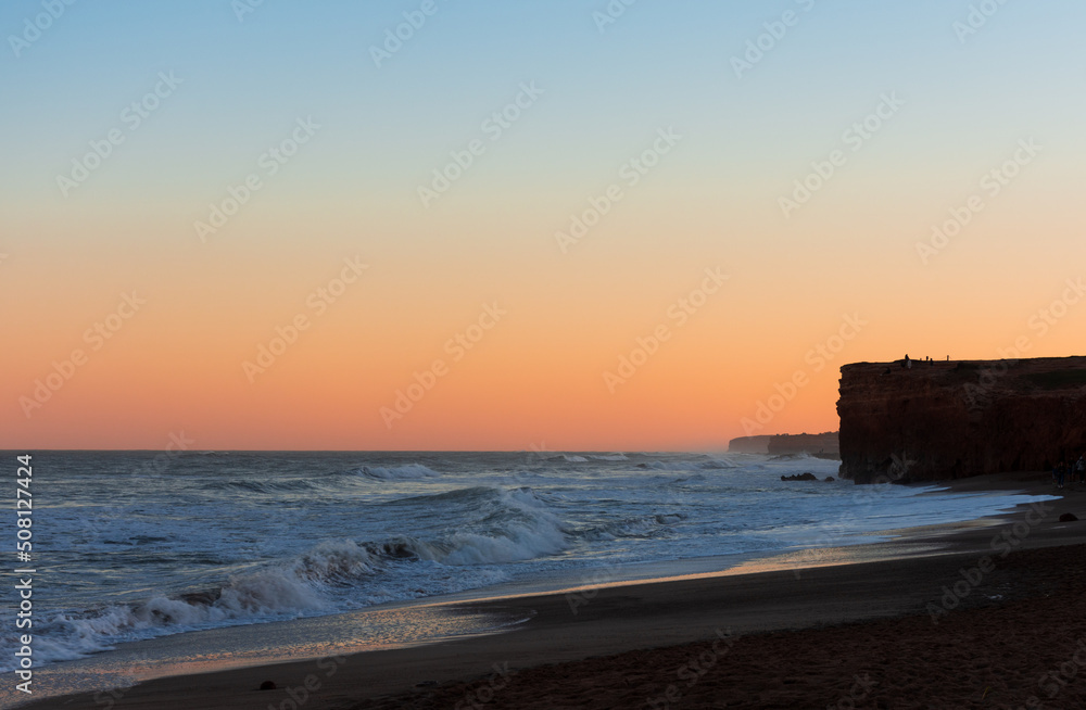 beach sunset landscape with cliff, Argentina