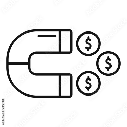 Monetization magnet icon outline vector. Mobile strategy