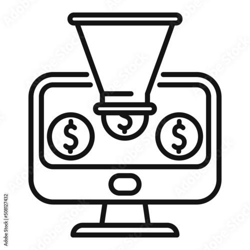 Funnel audience icon outline vector. Strategy monetize