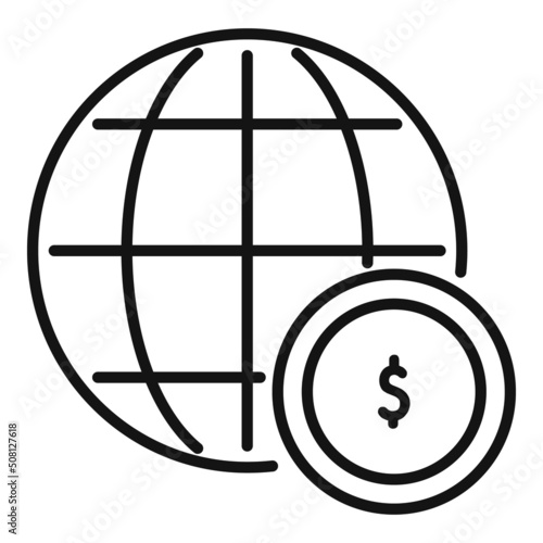 Global monetize icon outline vector. Mobile money