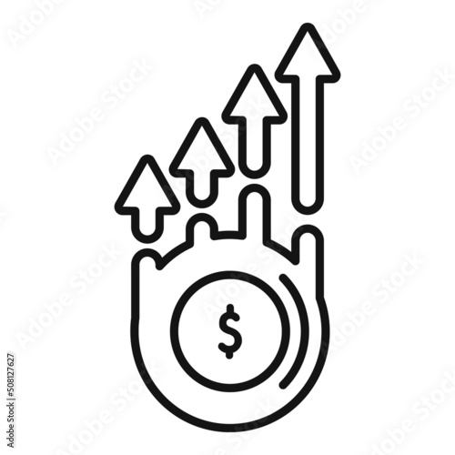 Money increase icon outline vector. Mobile business