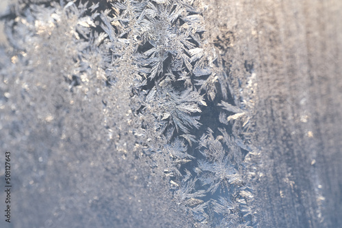 magical, fabulous,frozen noisy window in cold winter, ice texture,frozen water on the window, frost, ice pattern, no focus
