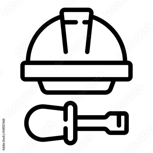Remodeling helmet icon outline vector. Home design. Wall remodel