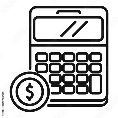 Monetize calculator icon outline vector. Money conversion