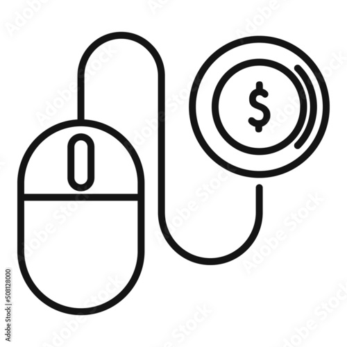 Mouse click monetize icon outline vector. Media strategy