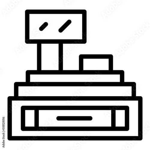Machine pos icon outline vector. Cash register. Store screen