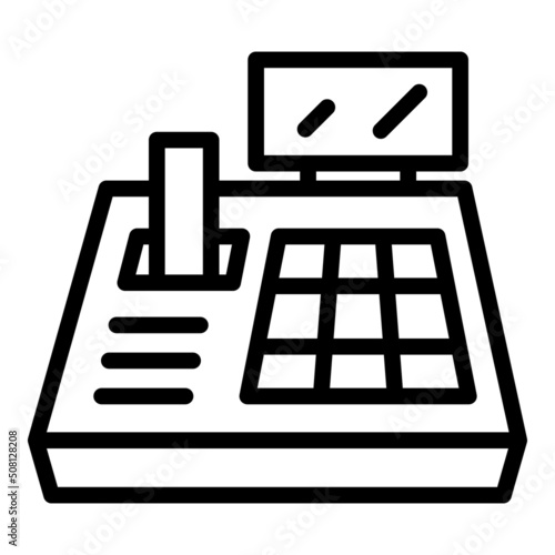 Button pos terminal icon outline vector. Center check. Machine store