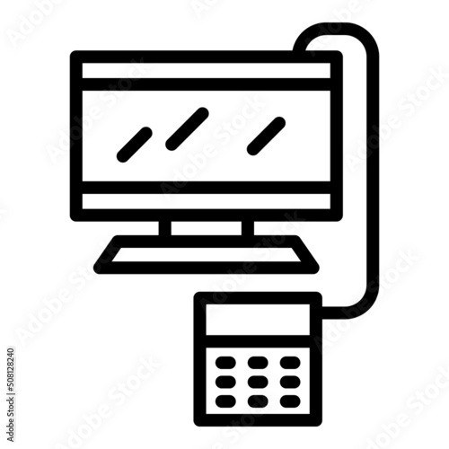 Market pos terminal icon outline vector. Cash register. Machine checkout