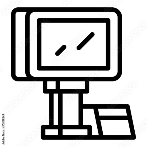 Cash machine icon outline vector. Register pos. Store screen