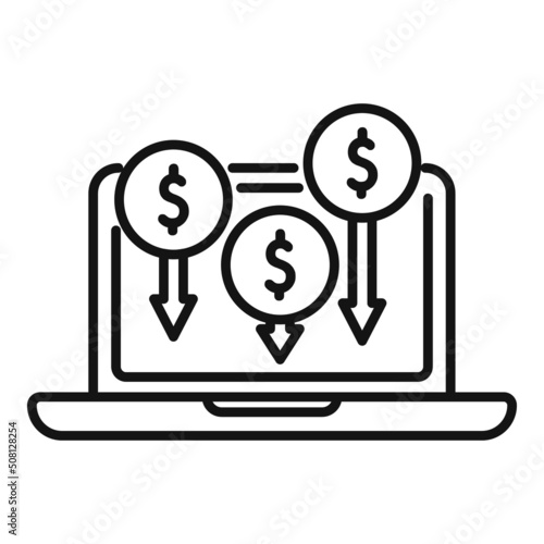 Laptop online profit icon outline vector. Social business