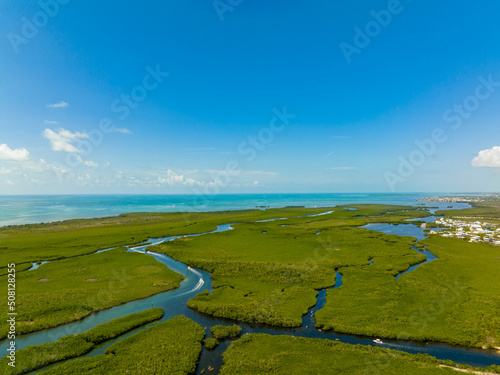Fototapeta Naklejka Na Ścianę i Meble -  Aerial photo of John Pennekamp Coral Reef State Park Key Largo FL